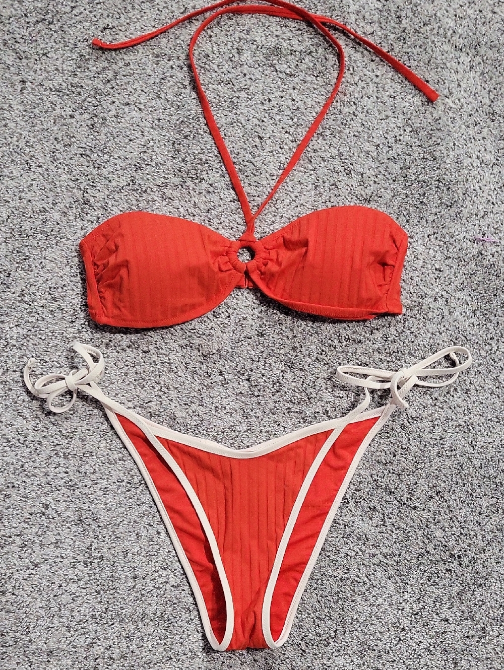 Aerie Red Bandeau Bikini Set